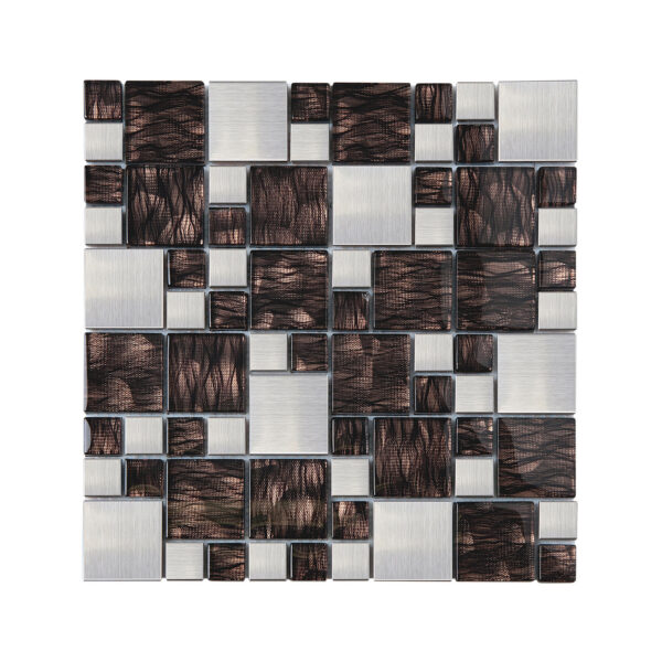Glass and Stainless Steel Mosaic Bista Brown