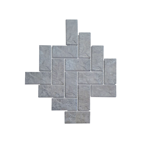 Porcelain Mosaic Fishbone Matt grey mix