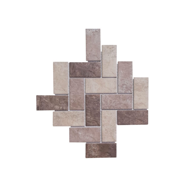 Porcelain Mosaic Fishbone Matt Beige mix
