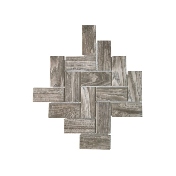 Porcelain Mosaic Fishbone woodgrain grey Mix