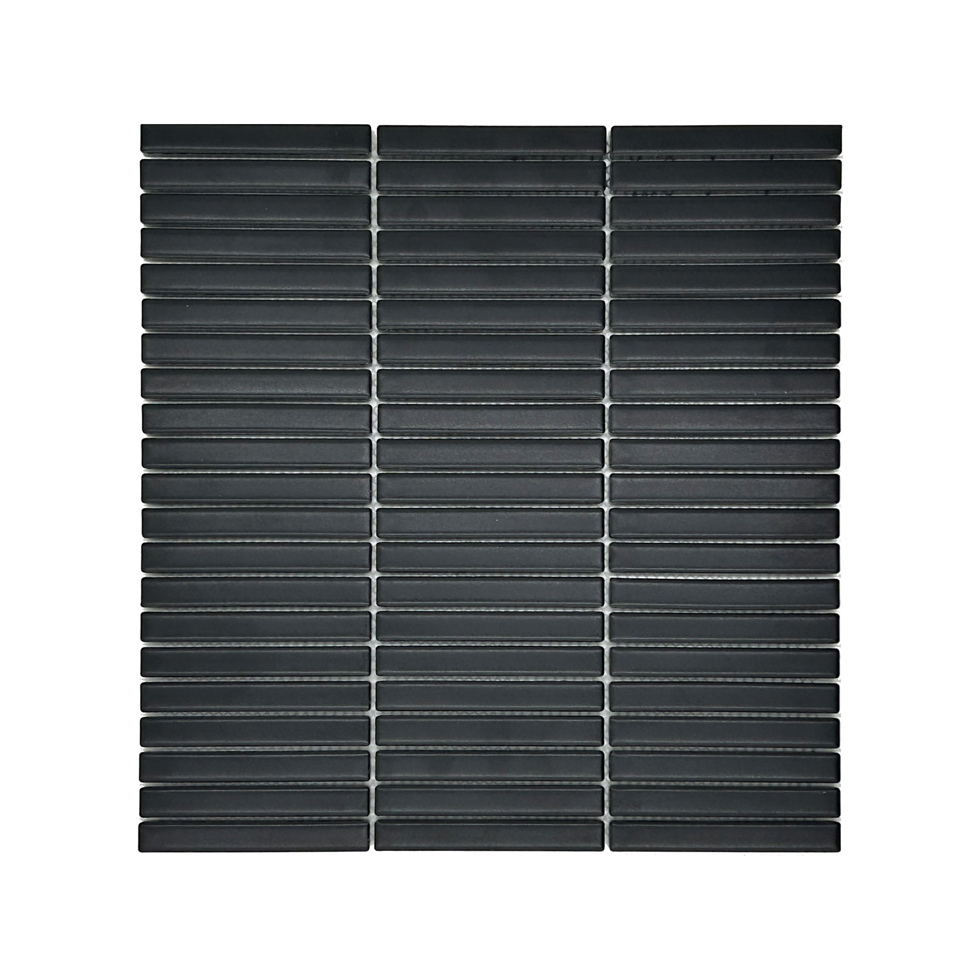 FT12808 Porcelain Mosaic Mini Strip Matt Black - Image 1