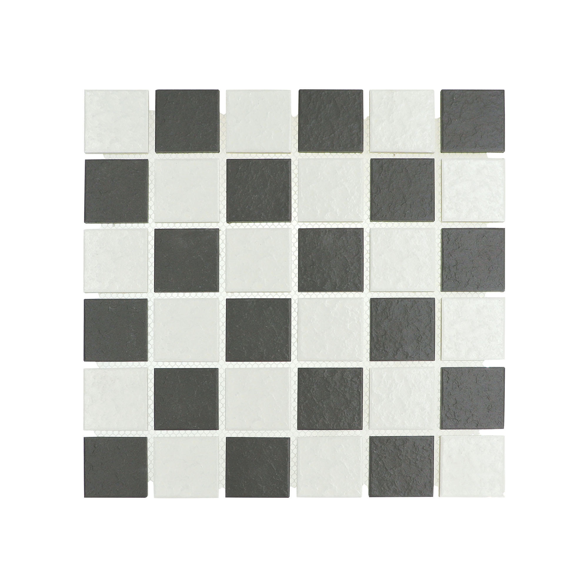 FT115 Porcelain Mosaic Checkered White & Dark Grey - Image 1